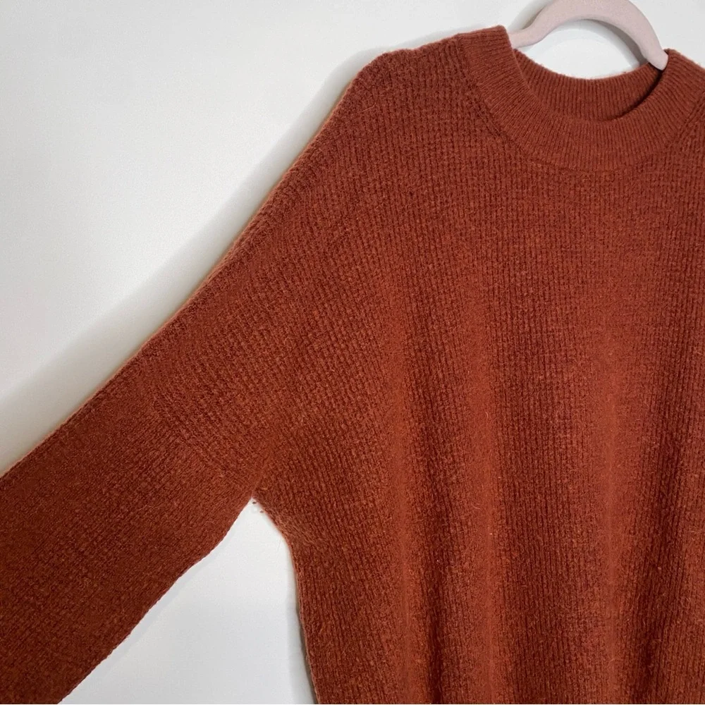 J. Crew Point Sur Waffle Button Back Sweater Alpaca Brick Red K4645 Size Large